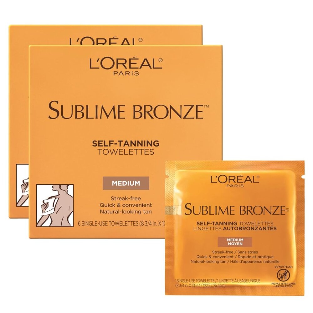 L'Oreal Paris Sublime Bronze Self Tanning Towelettes, Streak-Free, Natural